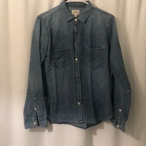 J Crew ladies denim button down shirt - size 10